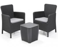Набор балконной мебели Trenton Balcony (Round wicker table) графит  | Купить в Интернет-магазине | Цена 34 900 ₽ Комплекты для балконов