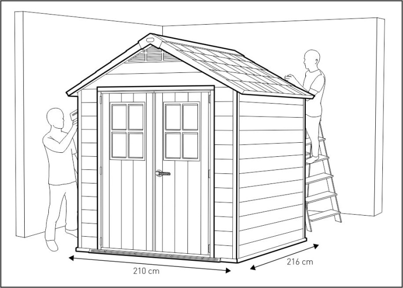Сарай "Ньютон 757" (размеры 210 х 216 см), серый  | Купить в Интернет-магазине | Цена 241 700 ₽ Пластиковый сарай для дачи