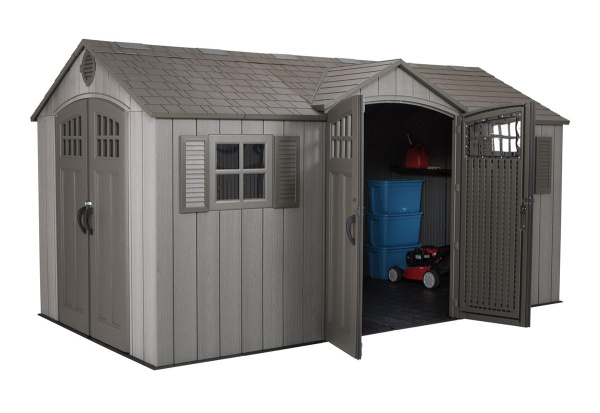 Пластиковый сарай WoodLook 15х8 DD  | Купить в Интернет-магазине | Цена 540 000 ₽ Пластиковый сарай для дачи