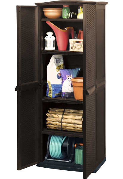 Шкаф пластиковый RATTAN STYLE TALL UTILITY SHED  | Заказать онлайн | Цена  Пластиковые шкафы и тумбы