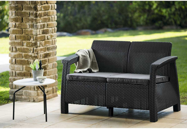 Диван двухместный Corfu Love Seat коричневый  | Купить в Интернет-магазине | Цена 26 900 ₽ Диван для дачи
