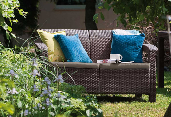 Диван двухместный Corfu Love Seat коричневый  | Купить в Интернет-магазине | Цена 26 900 ₽ Диван для дачи