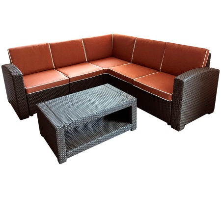 Угловой уличный диван RATTAN Corner коричневый